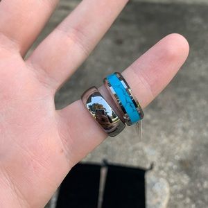 2 Brand New Tungsten Carbide Ring Set Size 8.5 Silver Color